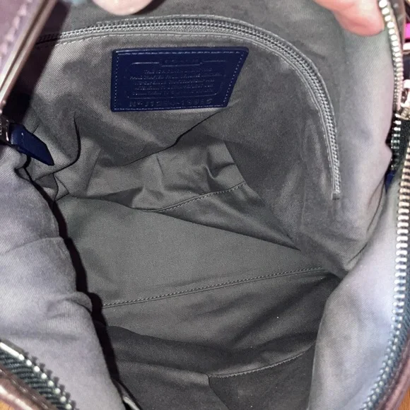 COACH Legacy Color Block RARE Shoulder Crossbody Bag Navy Pink Brown Silver EUC - Picture 10 of 13